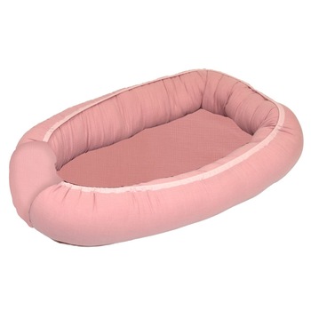 Babynest pentru bebelusi, din bumbac, Puzzle Muslin, 70 x 45 cm, Roz, Amy Babynest pentru bebelusi, din bumbac, Puzzle Muslin, 70 x 45 cm, Roz, Amy