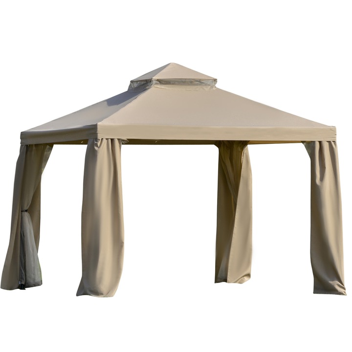 Outsunny pavilon sátor / pavilon, oldalsó panel, 3x3m, fém / poliészter, kaki zöld