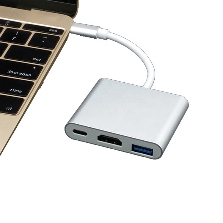 EVTrend® адаптер, 3 в 1, USB-C към USB, HDMI, USB-C, модел HC-04B ...