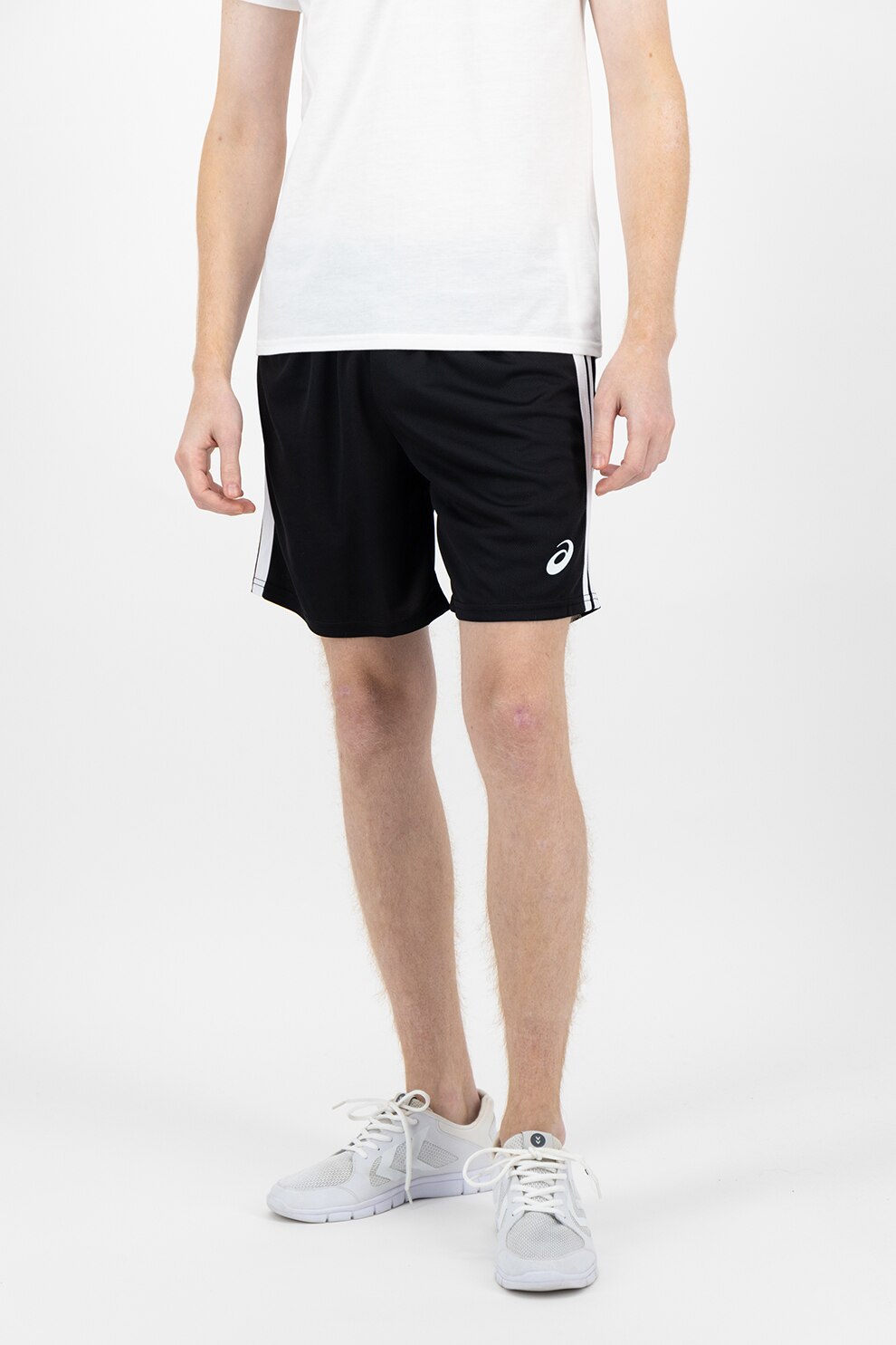 Asics, Pantaloni scurti cu detaliu logo pentru fitness, Negru/Alb