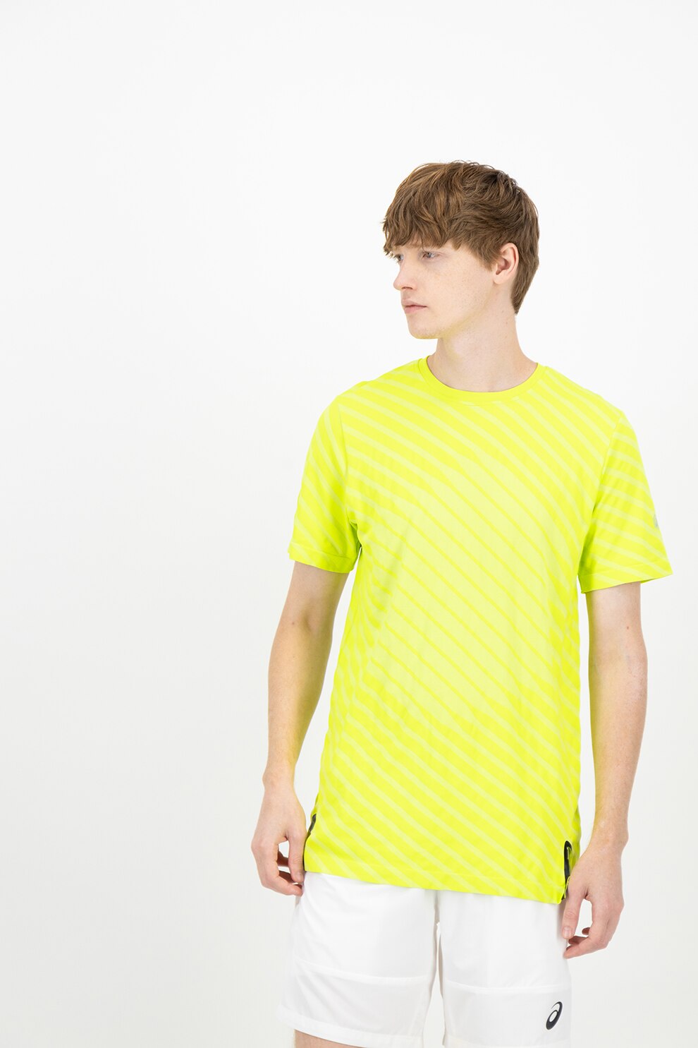 Asics, Tricou cu decolteu la baza gatului pentru alergare, Verde neon