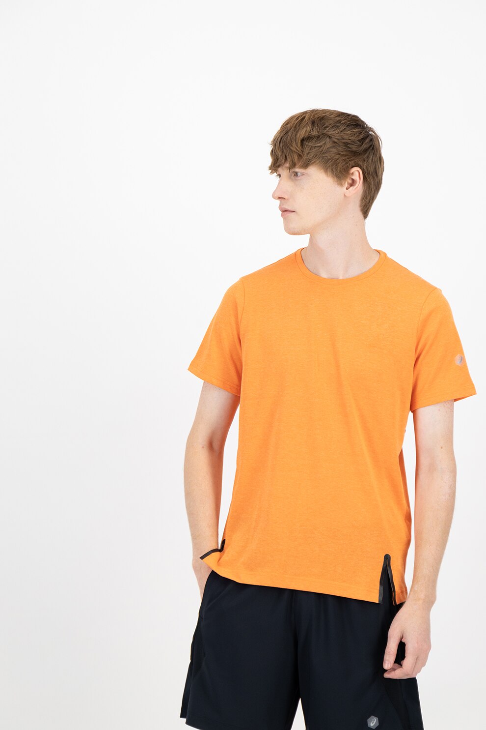 Asics, Tricou cu slituri laterale pentru fitness, Oranj