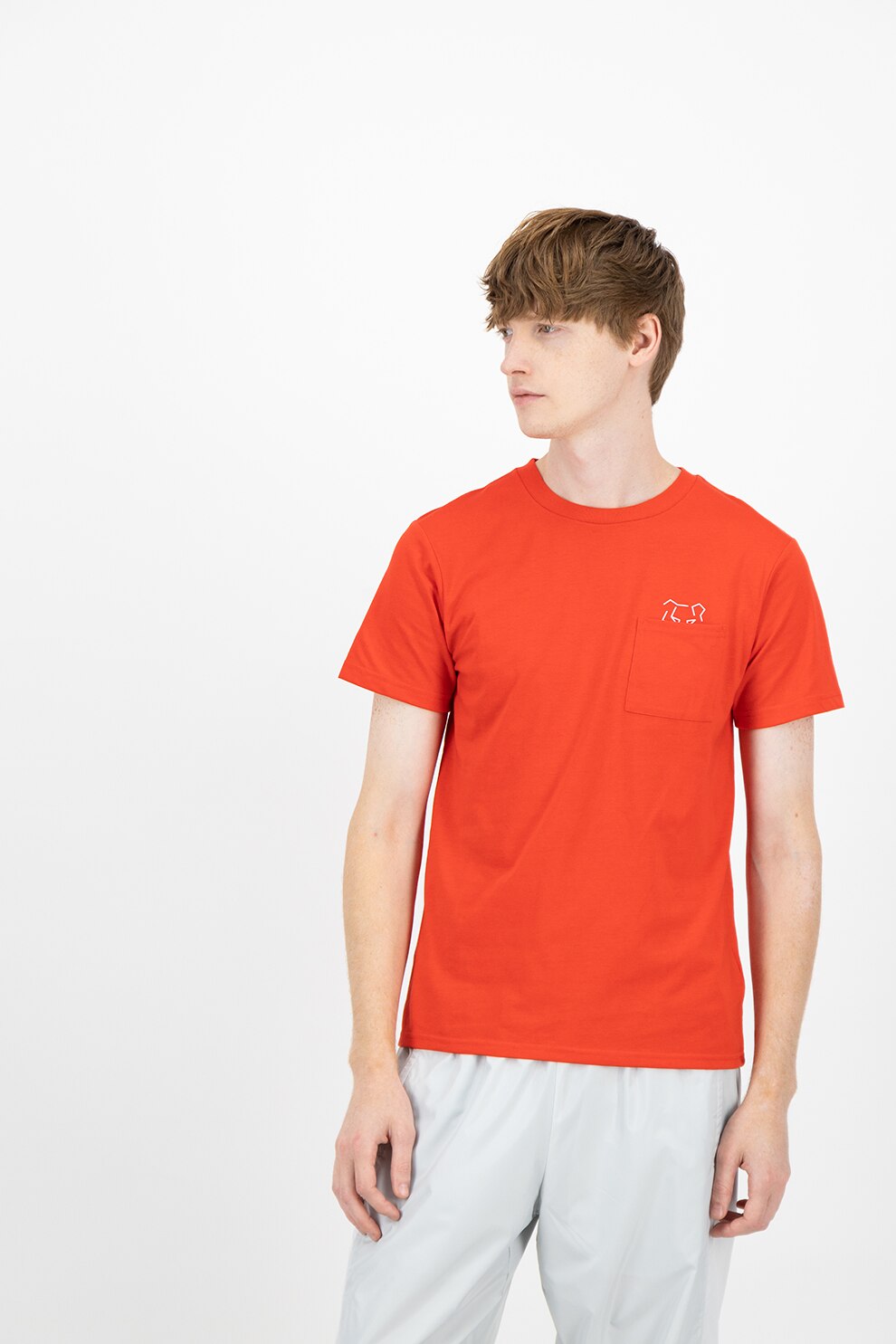 Asics, Tricou cu decolteu la baza gatului si buzunar pe piept, Rosu