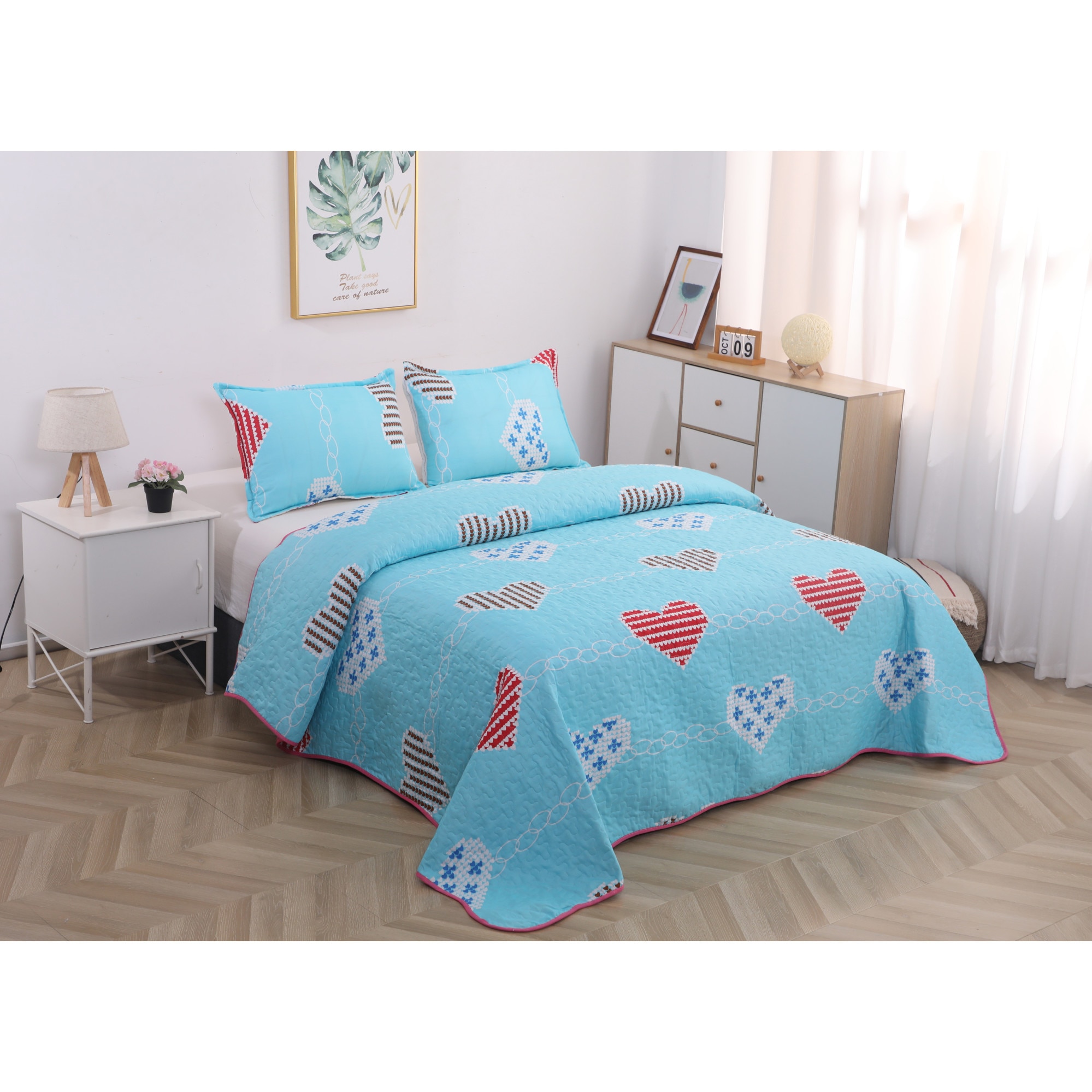 Set cuvertura de pat dublu matlasata si doua fete de perna - CM69