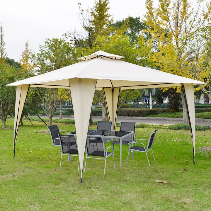 Outsunny pavilon, fém / poliészter, 3,5x3,5m, bézs