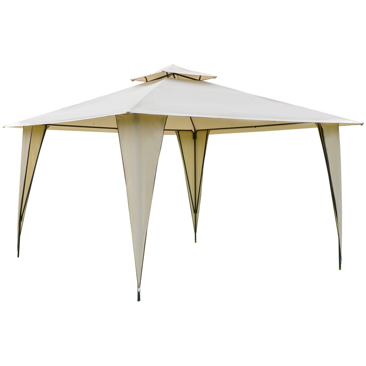 Cort pavilion pentru gradina Outsunny Gazebo, Metal/Poliester, 3.5x3.5m, Bej