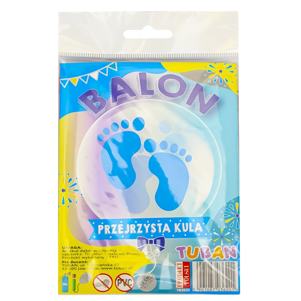 Balon transparent TUBAN, Picioruse albastre, Robentoys