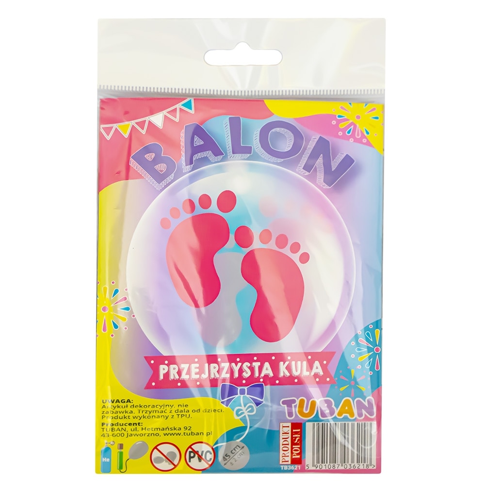 Balon transparent TUBAN, Picioruse roz, Robentoys