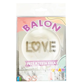 Balon transparent TUBAN, diametru 45 cm, Love, Robentoys Balon transparent TUBAN, diametru 45 cm, Love, Robentoys