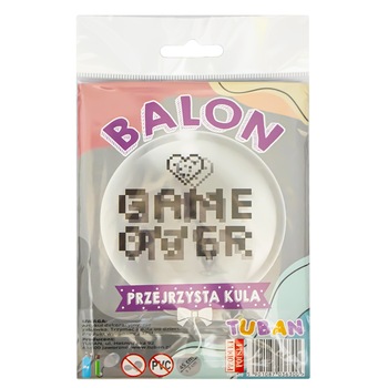 Balon transparent TUBAN, diametru 45 cm, Game Over, Robentoys Balon transparent TUBAN, diametru 45 cm, Game Over, Robentoys