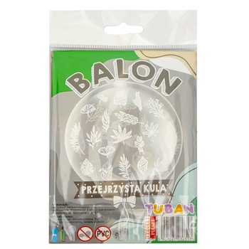Balon transparent TUBAN, diametru 45 cm, Frunze, Robentoys Balon transparent TUBAN, diametru 45 cm, Frunze, Robentoys