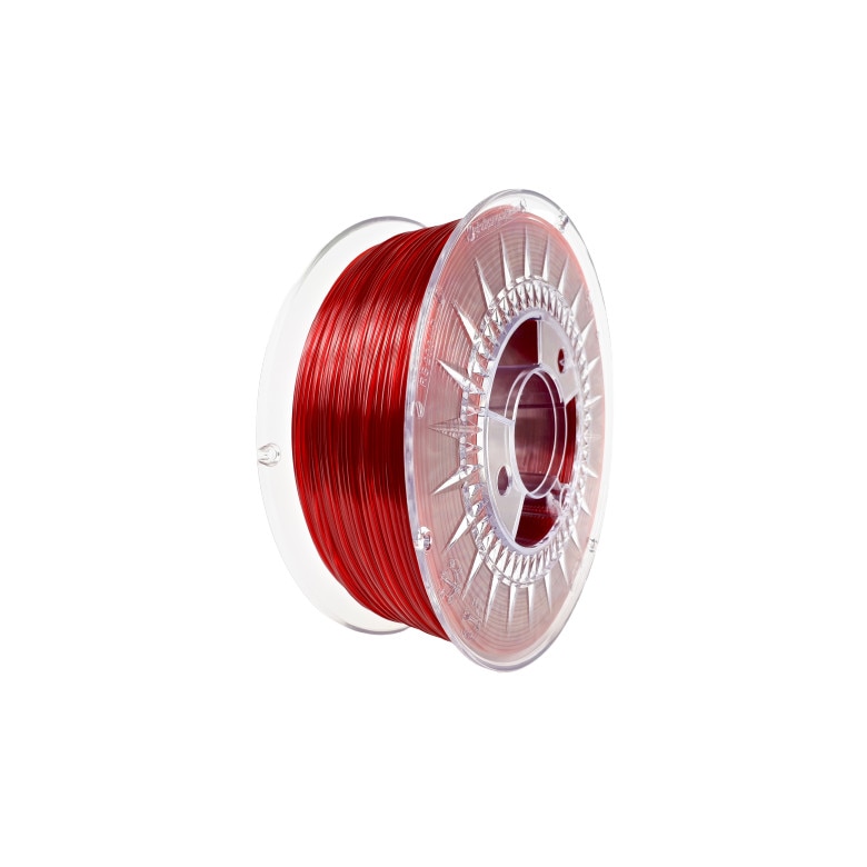 Filament PETG rosu transparent, 3D, 1.75mm, 1kg, Devil Design