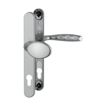 Maner usa exterior, Hoppe New York buton fix-maner cu arc, sild pentru cilindru, material aluminiu, culoare gri, 92 x 30 mm Maner usa exterior, Hoppe New York buton fix-maner cu arc, sild pentru cilindru, material aluminiu, culoare gri, 92 x 30 mm