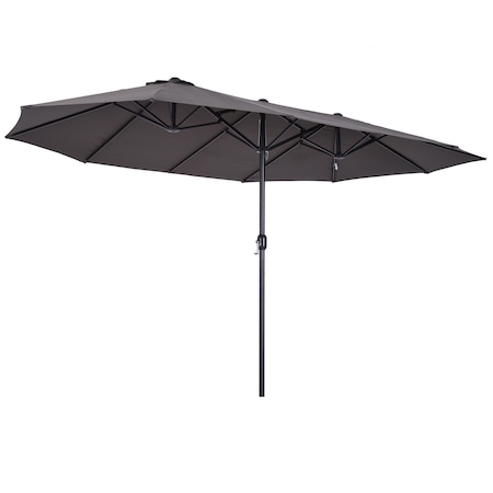Umbrela de exterior Outsunny, Otel/Poliester, 2.7x4.6x2.4m, Gri