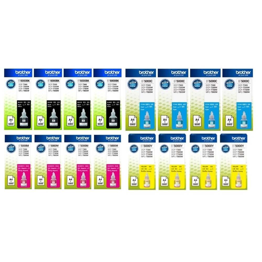 Set Flacon cerneala Brother Original 4x BT6000BK Negru 4x BT5000C Cyan 4x BT5000M Magenta 4x BT5000Y Galben 84000 pagini