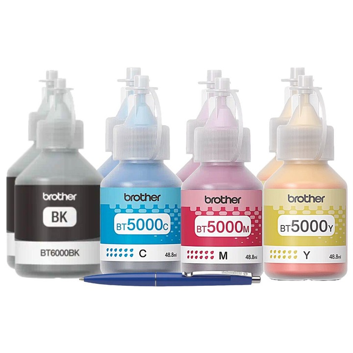 Комплект бутилки с мастило Brother 2x BT6000BK черно 2x BT5000C синьо 2x BT5000M магента 2x BT5000Y жълто 42000 страници