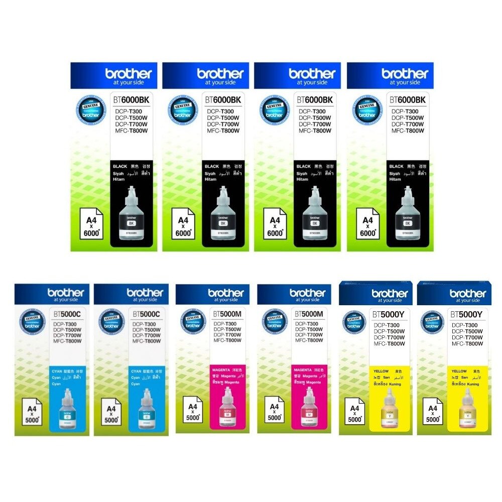 Set Flacon cerneala Brother Original 4x BT6000BK Negru 2x BT5000C 2x BT5000M Magenta 2x BT5000Y Galben 54000 pagini