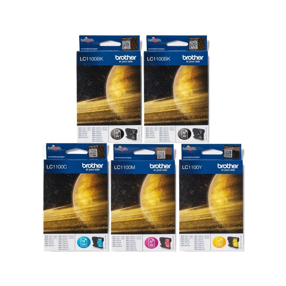Set Cartus cerneala Brother Original 2xLC1100BK Negru LC1100C Cyan LC1100M Magenta LC1100Y Galben 1875 pagini