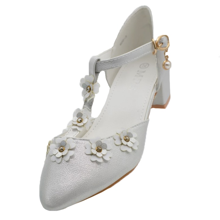 Pantofi cu toc pentru fete MRS M65-3A-28, Alb 28 EU - eMAG.ro