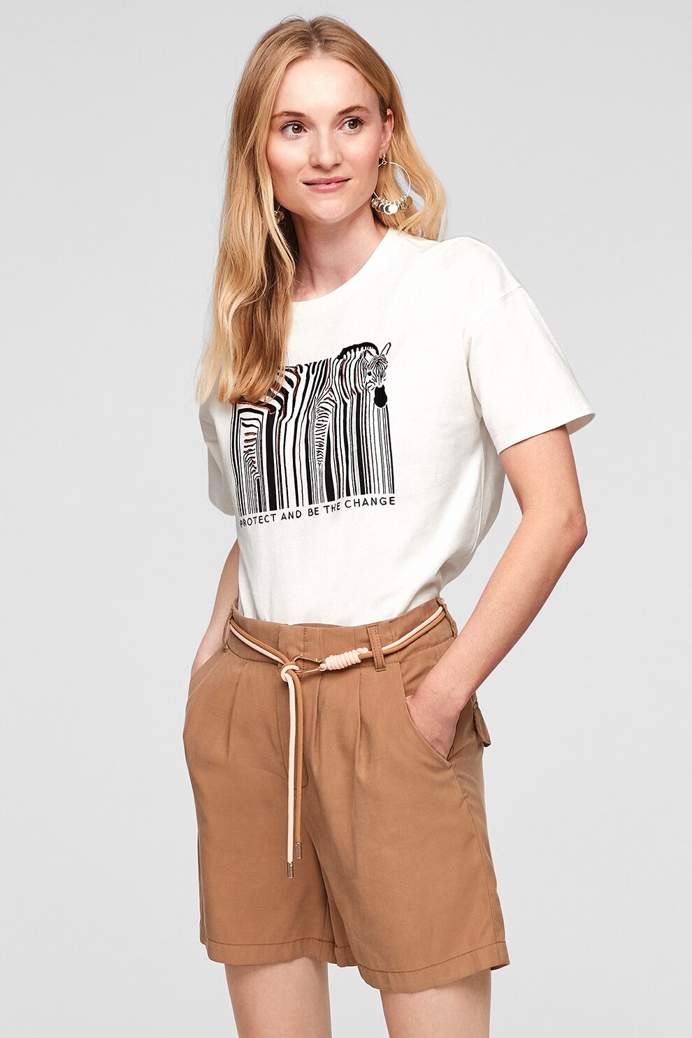 s.Oliver, Tricou lejer din bumbac, Alb