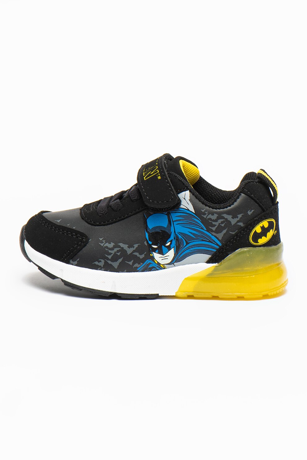 Warner Bros, Pantofi sport cu model Batman, Negru/Albastru/Galben