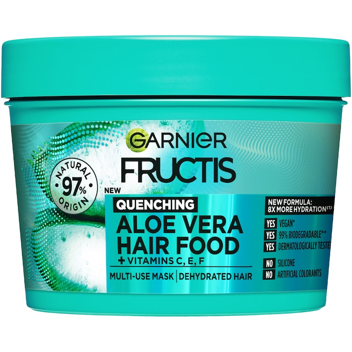 Masca pentru par Garnier Fructis Hair Food Aloe Vera, pentru parul deshidratat, 390 ml