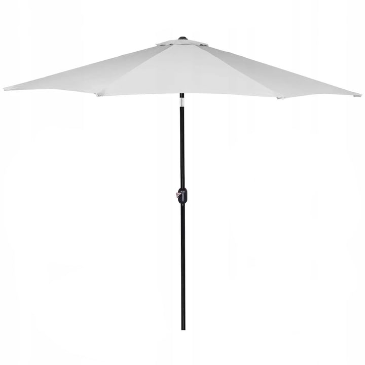 Kerti terasz esernyő, hajtókarral és döntéssel, GU20E, kerek 300 cm, ezüst