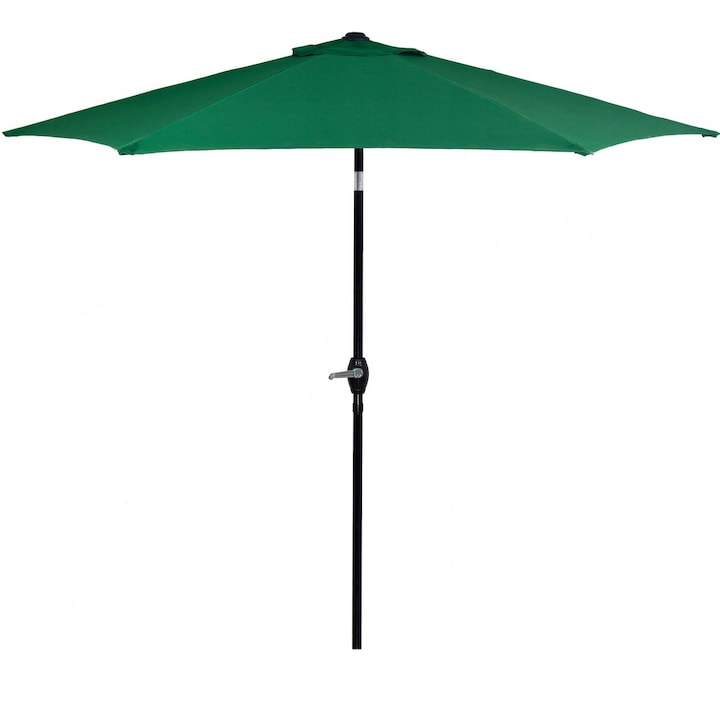 Kerti terasz esernyő, hajtókarral és döntéssel, GU14E, átmérő 260 cm, zöld