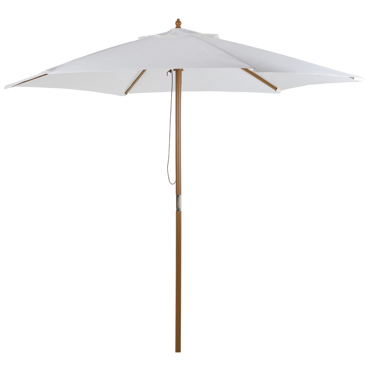 Outsunny kültéri napernyő, bambusz / poliészter, 2,5x2,3m, krém / fehér