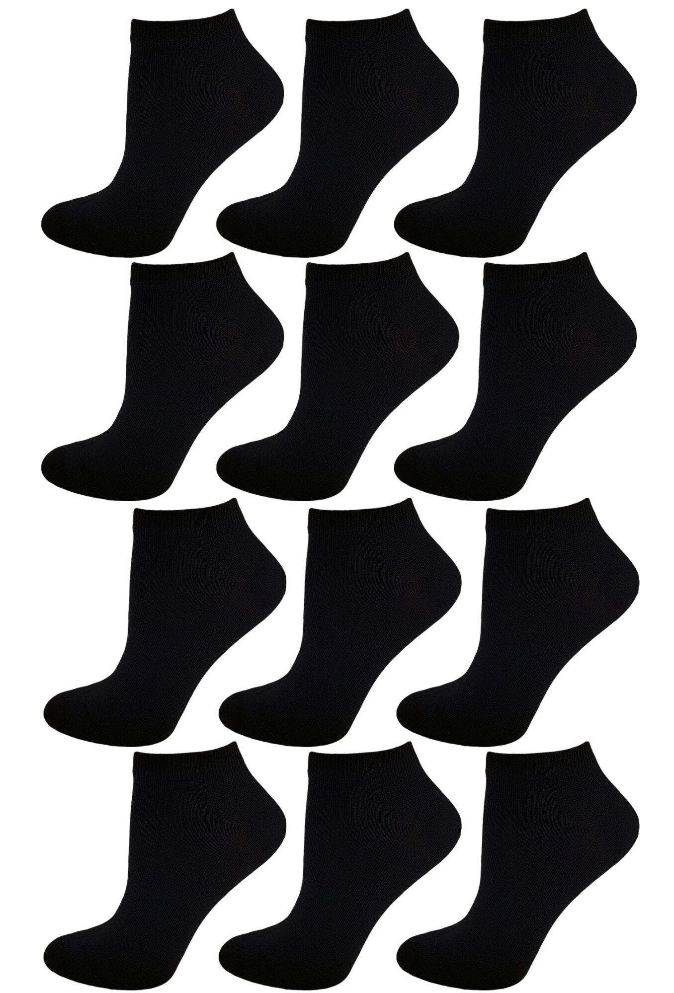 Set 12 sosete din bumbac, Negru, 38-41