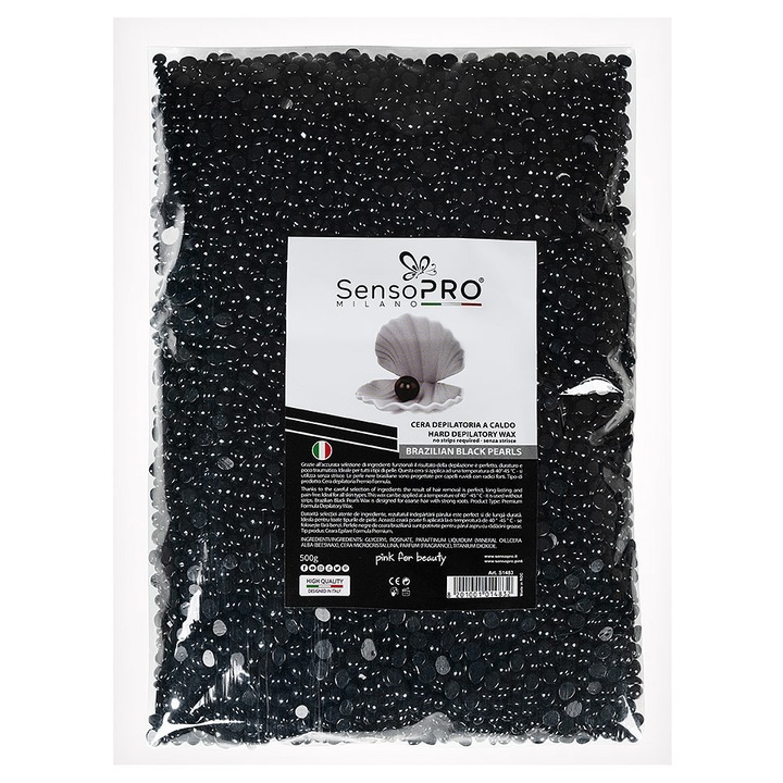SensoPRO Milano Brazil Black Pearls SensoPRO elasztikus epilátor viasz, 500g