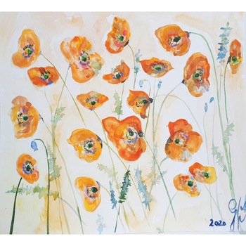 Tablou Maci spontani, acuarela, pictat manual de Artemisia dimensiune 30 x 27 cm Tablou Maci spontani, acuarela, pictat manual de Artemisia dimensiune 30 x 27 cm