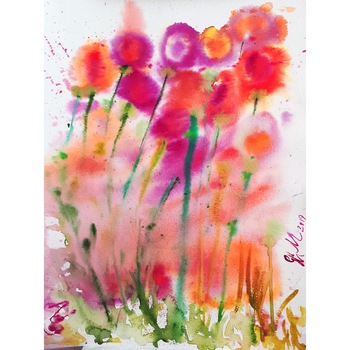 Tablou Maci in bataia vantului, acuarela, pictat manual de Artemisia dimensiune 30 x 40 cm Tablou Maci in bataia vantului, acuarela, pictat manual de Artemisia dimensiune 30 x 40 cm