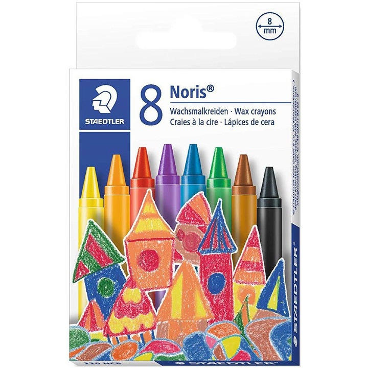 Восъчни пастели Staedtler Noris Club 220, 8 цвята