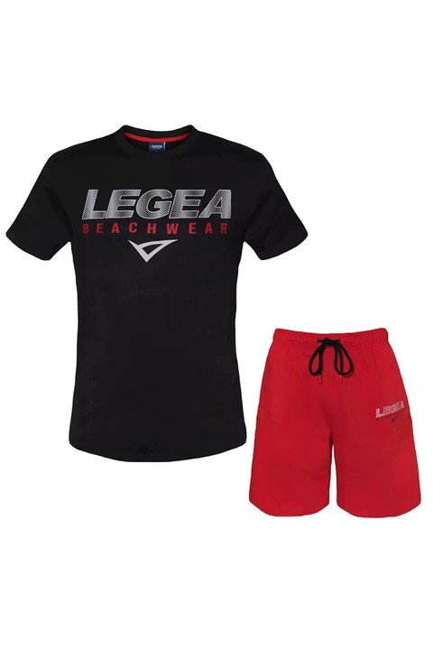 Set de tricou si pantaloni scurti regular fit Legea, Negru/Rosu, XL INTL