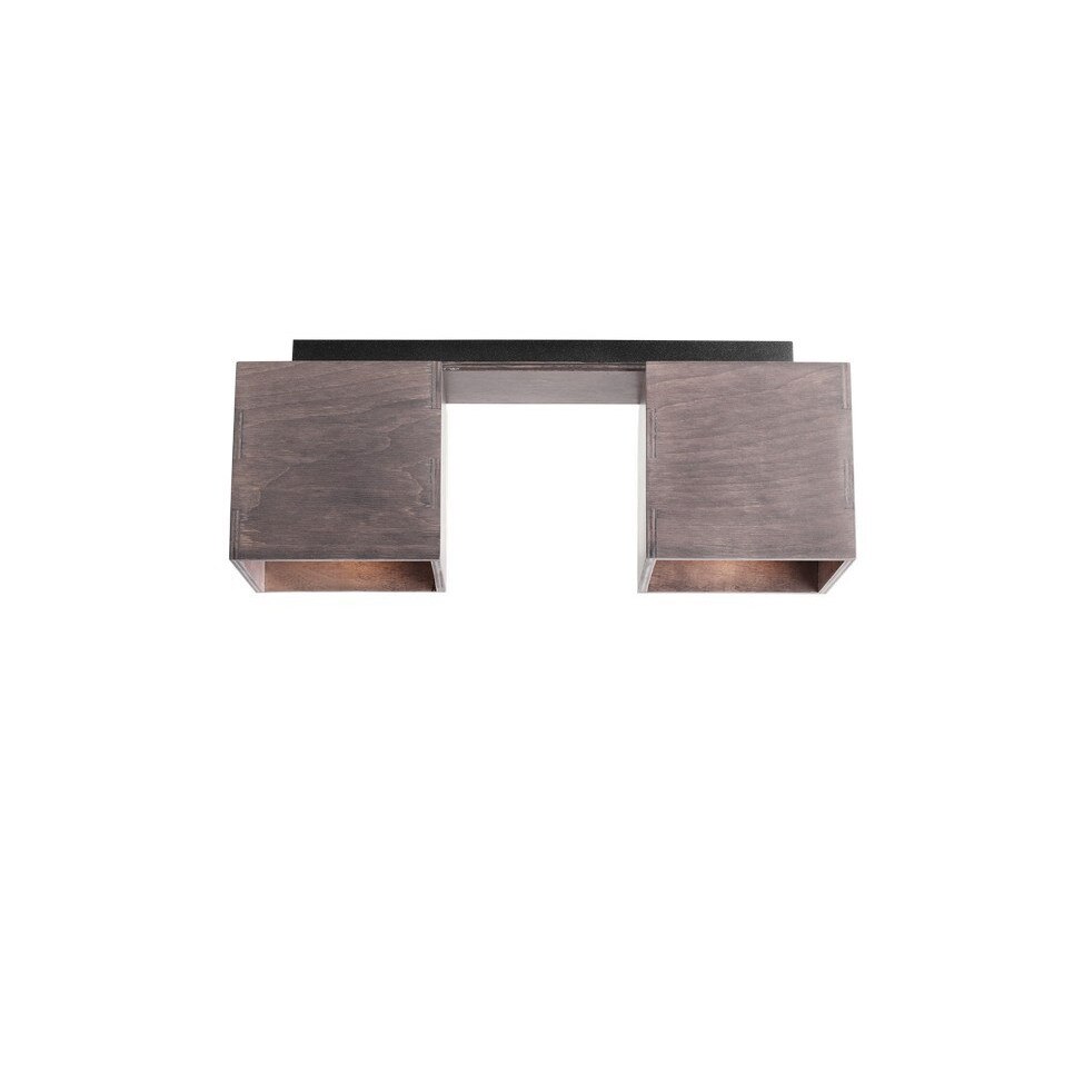 Plafoniera Homemania Norma, Lemn/Metal, 36 x 12 x 14,5 cm, 2 x GU 10, Max 35W, Maro/Bej