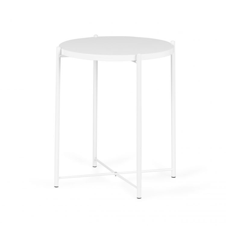 Masuta de cafea rotunda cu design modern alba 42x52,5
