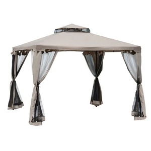 Cort pavilion de gradina Outsunny, Plasa laterala, Metal/Poliester, 294x294cm, Bej