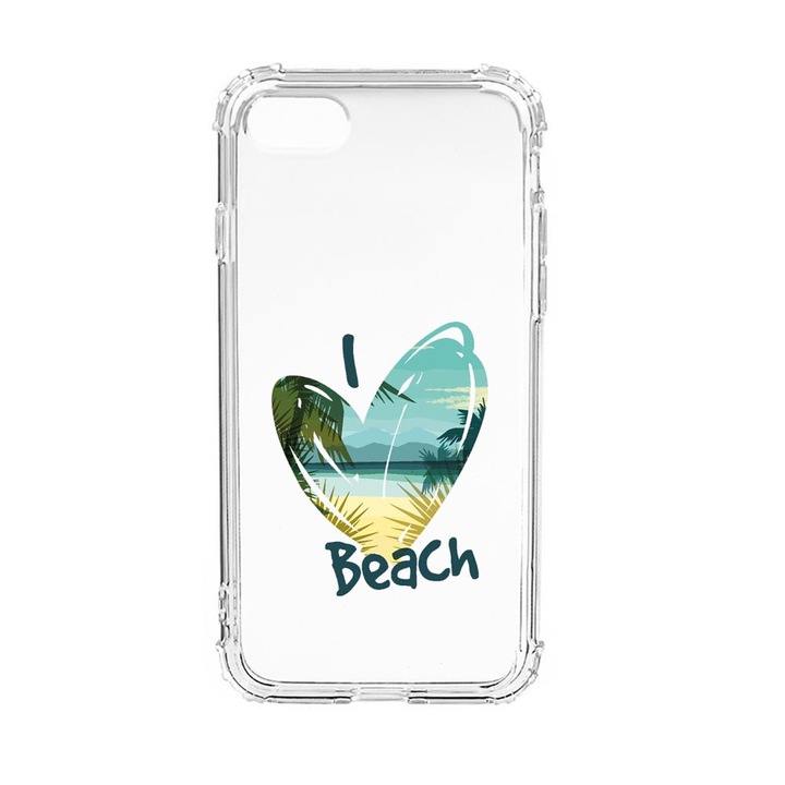 Husa Anti Shock, Compatibila Cu Apple iPhone SE 2 / iPhone 7 / iPhone 8, I Love Beach, Silicon Premium, Rezistenta, 835