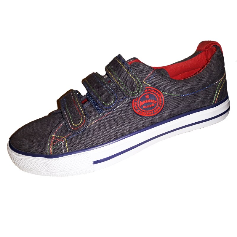 Tenisi din panza pentru baieti American Club 717/16G, Gri 32 EU