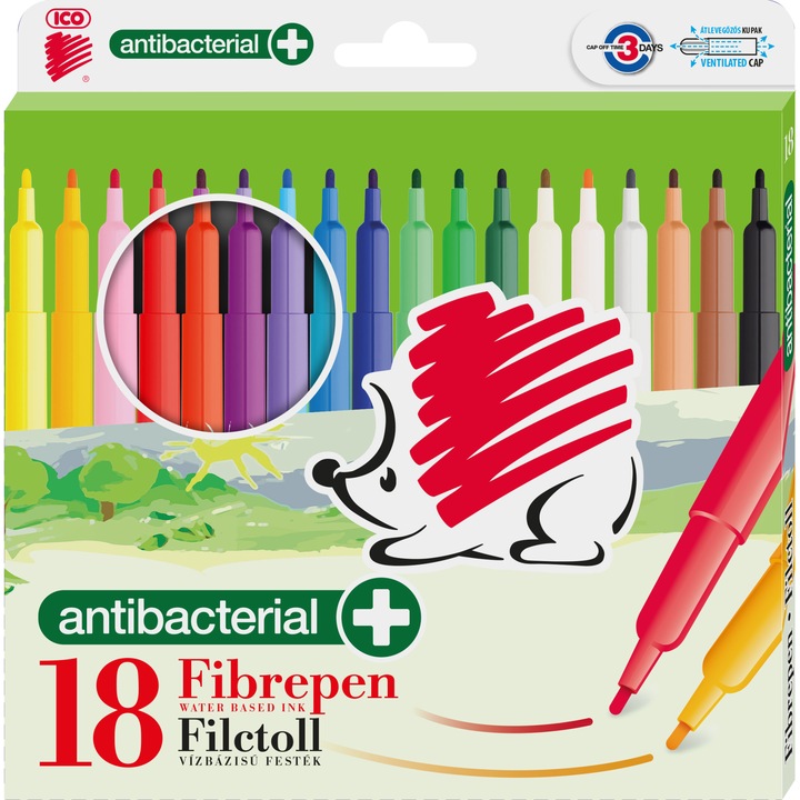 Set 18 carioci Ico 300, antibacteriene, diferite culori