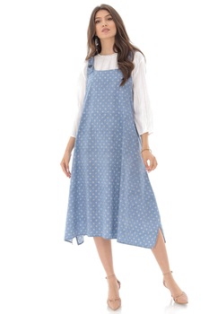 Rochie, ROH DR4292, denim, sarafan din denim cu buzunare, One Size Rochie, ROH DR4292, denim, sarafan din denim cu buzunare, One Size