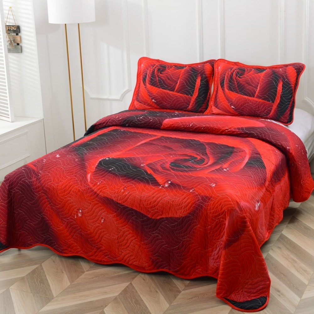 Set cuvertura matlasata si 2 fete de perna, 220 x 240 cm, pat dublu, Casa de Vis, A025