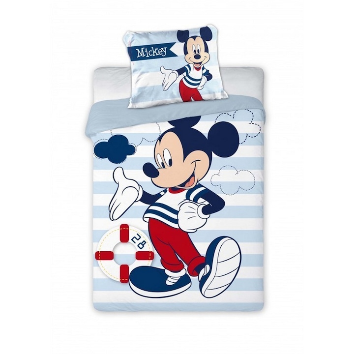 Mickey egeres ovis ágynemű (kék csíkos)