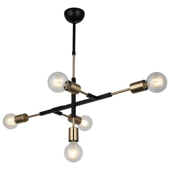 Lustra Tora, Homemania, Metal, 38 x 71 x 69 cm, 5 x E27, 40W, Auriu / Negru Lustra Tora, Homemania, Metal, 38 x 71 x 69 cm, 5 x E27, 40W, Auriu / Negru