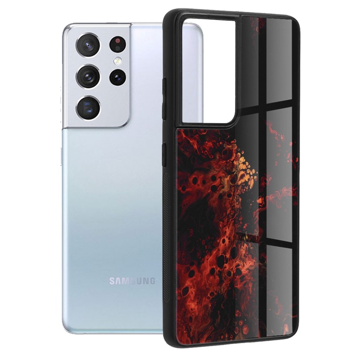 Кейс за Samsung Galaxy S21 Ultra 5G, Techsuit Glaze Series, Red Nebula
