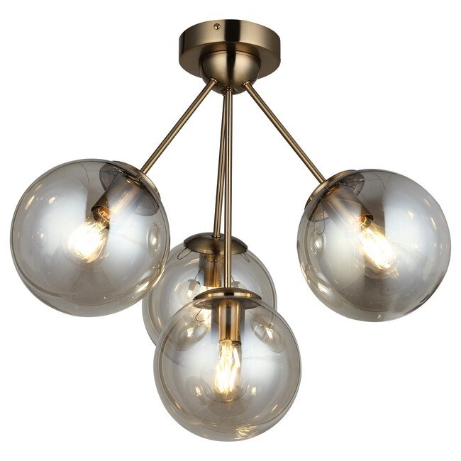 Lustra Homemania Polino, Metal/Sticla, 54 x 54 x 50 cm, 4 x E27, 40W, Negru/Auriu