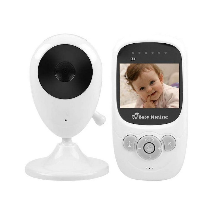 Видео бебефон с камера STELS Lucky Baby, LCD цветен дисплей, Нощен режим, Сензори за светлина и температура