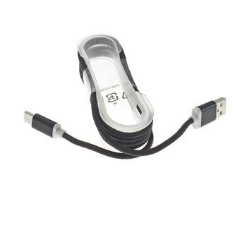 Cablu USB tip C tata la USB A 2.0 tata, invelis textil, 130 cm, negru Cablu USB tip C tata la USB A 2.0 tata, invelis textil, 130 cm, negru