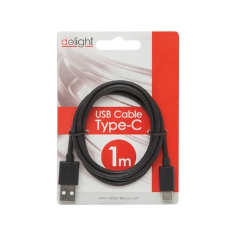 Cablu de date USB Tip-C, lungime 1m, culoare negru Cablu de date USB Tip-C, lungime 1m, culoare negru